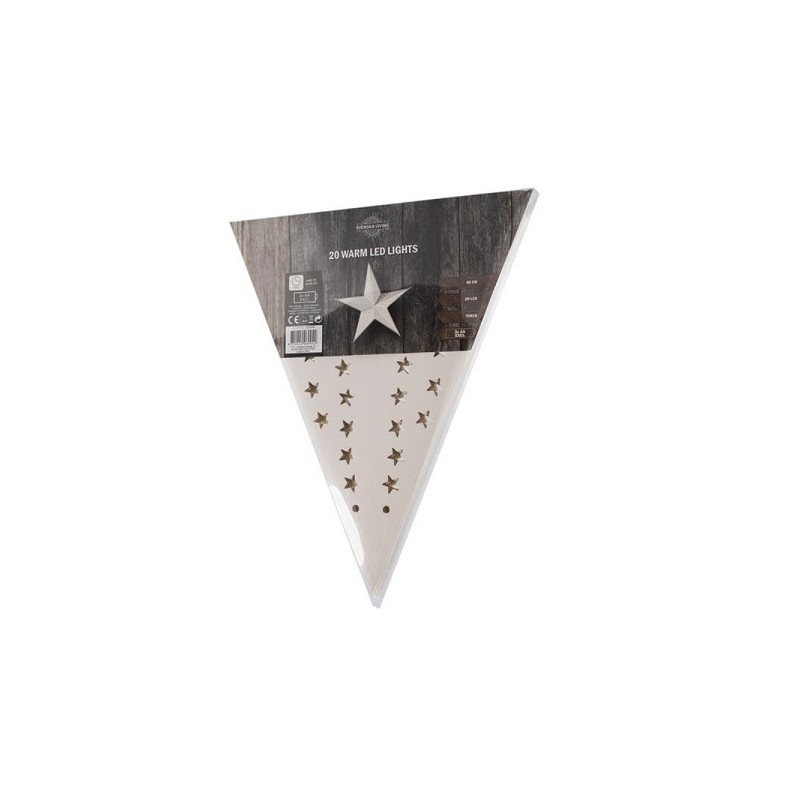 Kerstster van papier wit 60cm met 20LED warm wit en timer werkt op 3xAA batterijen (worden niet mee geleverd)