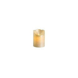 Lumineo Led Kaars Wax -met vlam die heen en weer beweegt- 10 cm.op batterij met 6 uurs timer. Kleur: Off White, glanzend, warm w