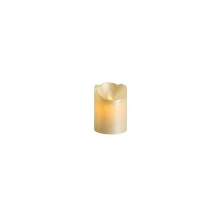 Lumineo Led Kaars Wax -met vlam die heen en weer beweegt- 10 cm.op batterij met 6 uurs timer. Kleur: Off White, glanzend, warm w