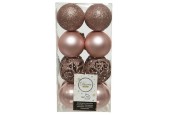 Decoris kerstballenset kunststof mix 16 delig dia6cm poeder rose