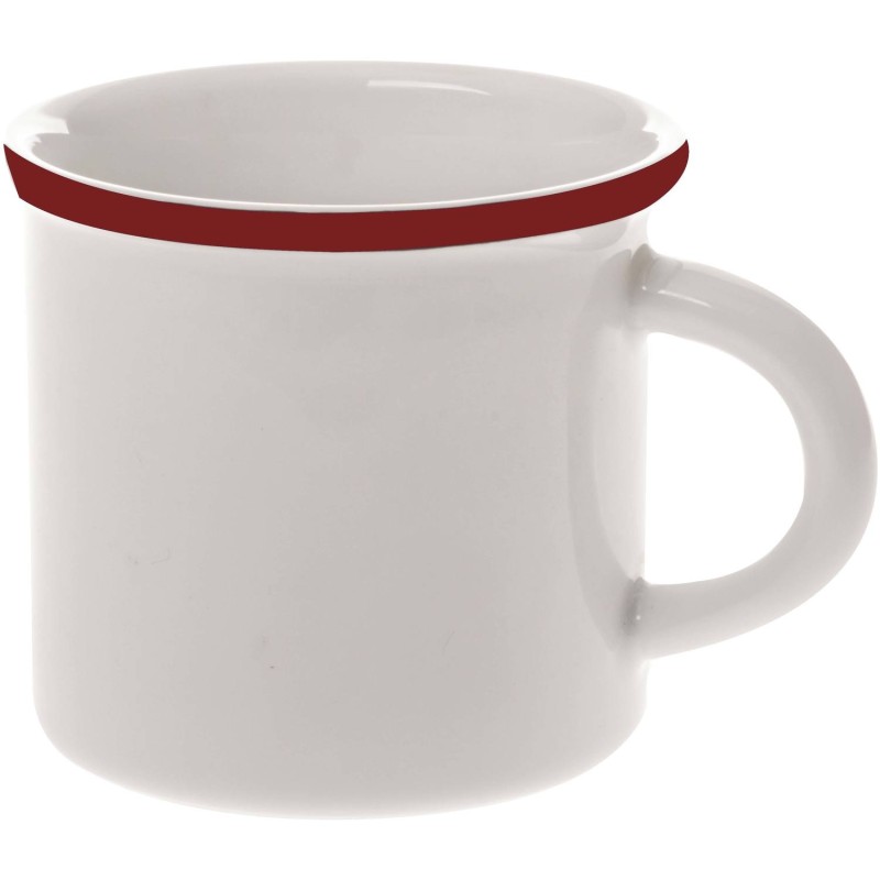 Mug rétro Palmer porcelaine 30cl bord rouge Ø9x8,5cm 6 pièces