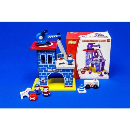 Set de jeu Commissariat de police en bois 22x12,5x22cm