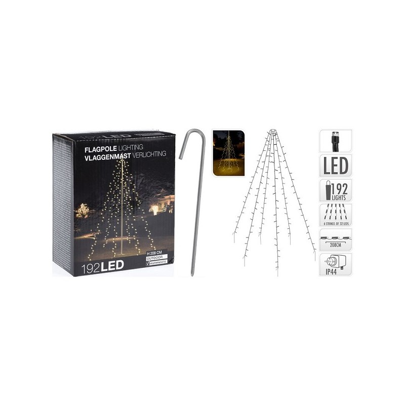 Éclairage de mât de drapeau 192Led en forme d'arbre de Noël pour