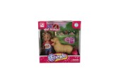 Jolie fille 10cm avec chien et chiots