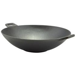 Wok en fonte 31x8,5 cm - Convient à tous feux dont induction et four. - NE passe PAS au lave-vaisselle