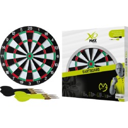 Dartbord XQ Ø43cm (dikte 1,2cm) met 6 pijlen (3x groen, 3x zwart)