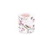 Bougie Ambiente Oiseau & Fleur blanc Ø7,5cm Hauteur 8cm