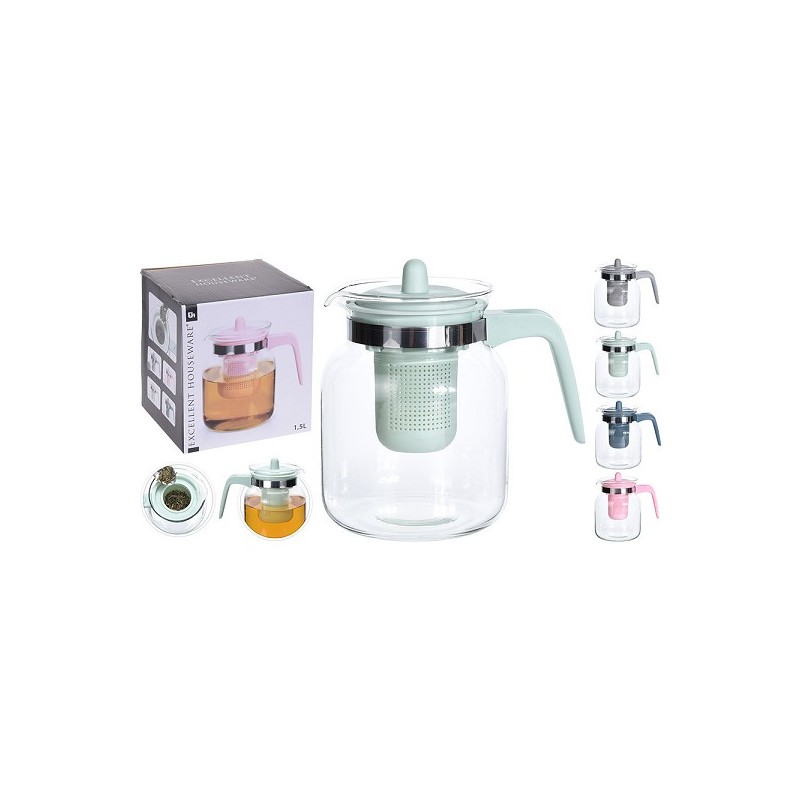 Excellent Houseware Theepot glas 1,5 Liter