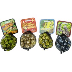 Knikkers 21 stuks in netje, 20x16mm en 1x25mm
