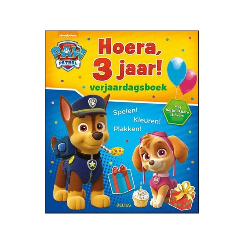 Deltas Paw Patrol Hoera, 3 jaar! Verjaardagsboek