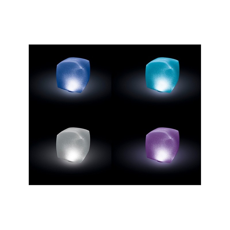 Cube LED flottant d'éclairage de piscine Intex. 23x23x23cm fonctionne avec des piles 3x AAA non incluses.