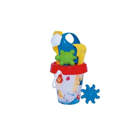 Adriatic Bucket set poisson transparent avec arrosoir, pelle, râteau et moules