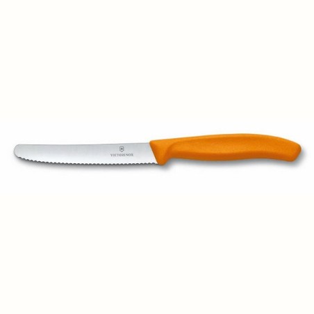 Couteau à Tomate Victorinox / Couteau de table dentelé orange avec lame de 11cm