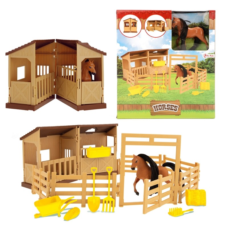 Toi Toys Écurie avec 1 cheval et accessoires