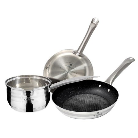 Blaumann Gourmet Line Lot de 3 poêles en acier inoxydable également induction