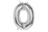 Ballon chiffre chiffre '0' feuille d'argent 86cm adapté à l'hélium