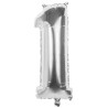Ballon numéroté numéro '1' en feuille d'argent 86cm adapté à l'hélium