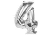 Ballon chiffre chiffre '4' feuille d'argent 86cm adapté à l'hélium