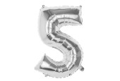 Ballon numéroté numéro '5' en feuille d'argent 86cm adapté à l'hélium