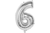 Ballon chiffre chiffre '6' feuille d'argent 86cm adapté à l'hélium