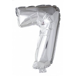 Ballon chiffre chiffre '7' feuille d'argent 86cm adapté à l'hélium