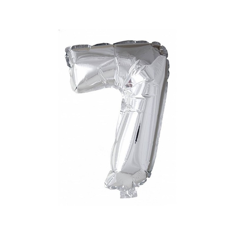Ballon chiffre chiffre '7' feuille d'argent 86cm adapté à l'hélium