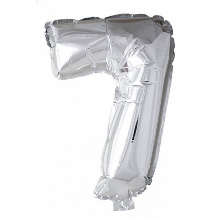 Ballon chiffre chiffre '7' feuille d'argent 86cm adapté à l'hélium