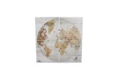 Wandkaart 'Globe' 4-delig 80x80x3cm wit hout