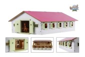 Kids Globe paardenstal met 9 boxen 1:32 62x42,5x22cm roze