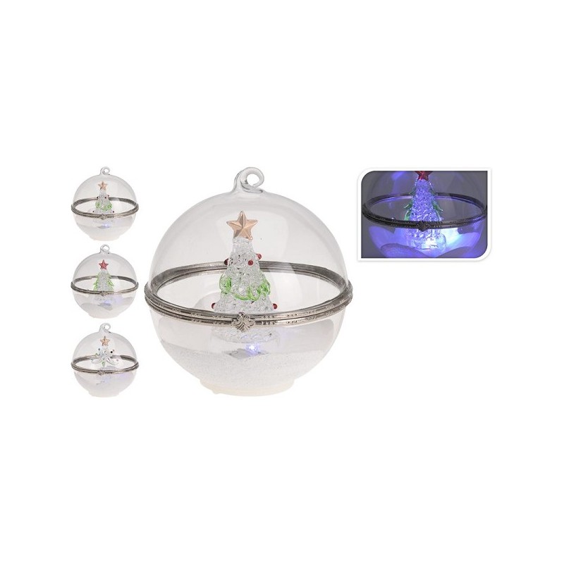Boule de Noël avec Led 10cm. disponible en 3 versions différentes