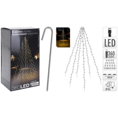 Éclairage de mât de drapeau 360Led en forme d'arbre de Noël pour