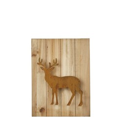 House of Seasons Décoration murale cerf bois rouille - 30x4,5x40cm bois et métal