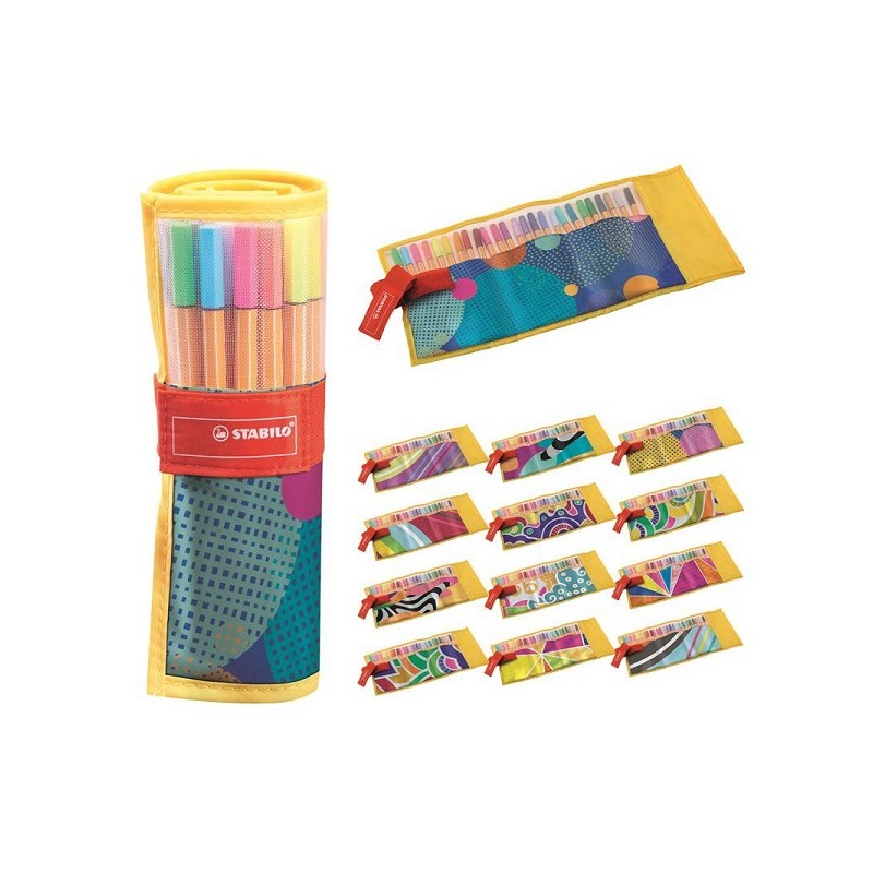 Jeu de rouleaux à feutre fin Stabilo point 88, une édition éventail de 25 pièces
