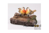 Farmwood Animals Garden image Merles sur bol d'eau 18x13x12cm polyrésine
