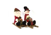 Countryfield Kerstman of sneeuwman op slee met LED 31x50x48cm
