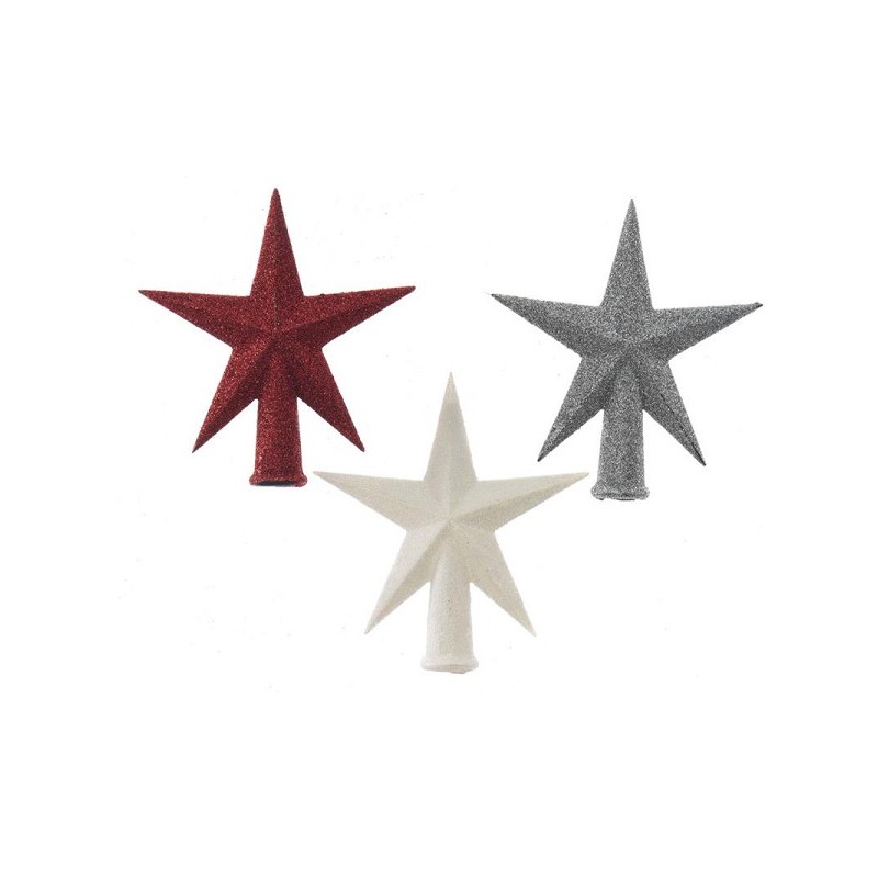 Decoris Piek étoile plastique pailletée Ø12x13cm