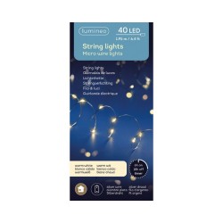 Lumineo Micro LED draadverlichting 195cm-40L zilver/warm wit