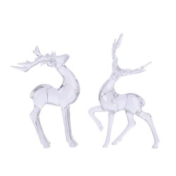 Décoration de Noël Renne acrylique 12x20cm clair