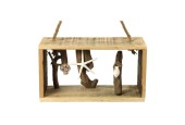 Countryfield Wandversiering hout met schelpen 35x15x19cm