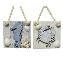 Assiette déco animal marin bois 3x11x12cm crabe ou hippocampe