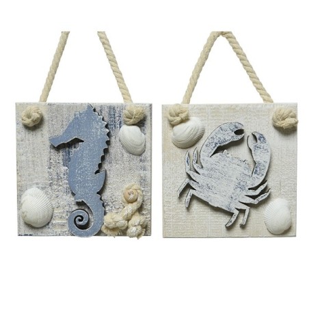 Assiette déco animal marin bois 3x11x12cm crabe ou hippocampe