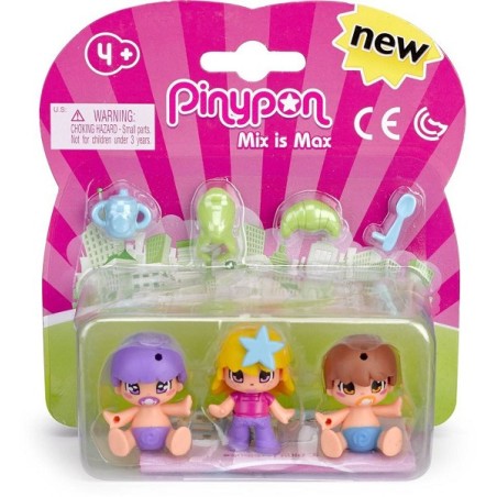 Pinypon enfants et bébé, pack de 3