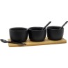 Sauzenset 4-delig zwart met bamboe plank
