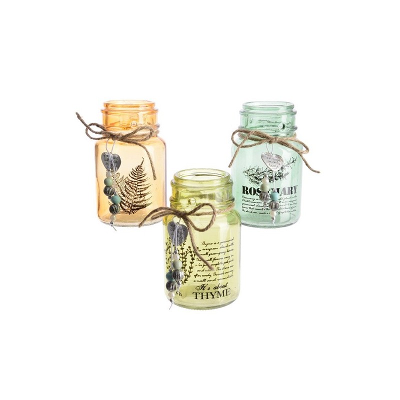 Noeud imprimé bouteille en verre Ø6,5x11cm