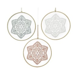 Pendentif dentelle coton Ø24cm Avec armature bambou