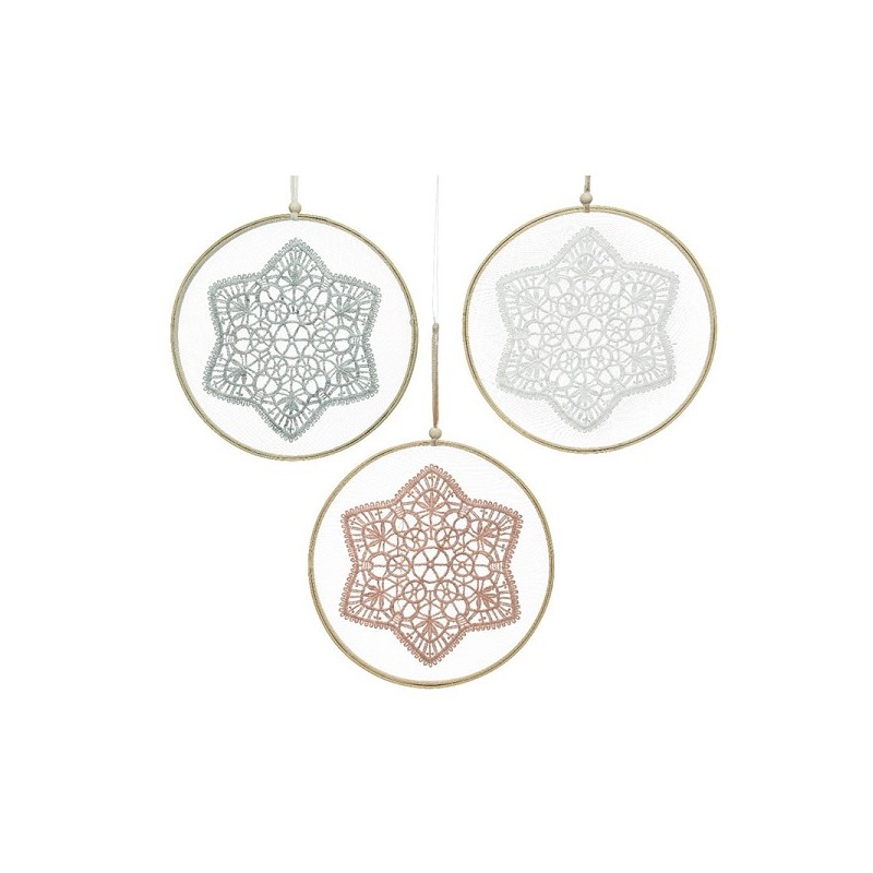 Pendentif dentelle coton Ø24cm Avec armature bambou