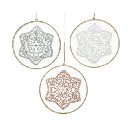 Pendentif dentelle coton Ø24cm Avec armature bambou