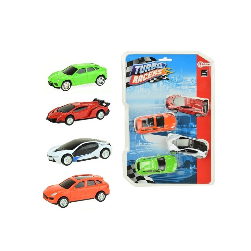 Toi Toys Pullback voitures de course 4 pièces sur carte blister