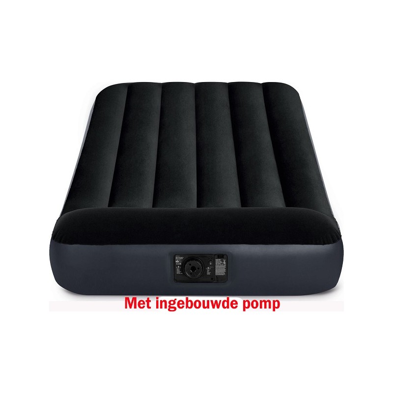 Matelas pneumatique classique à repose-oreiller double Intex avec pompe intégrée (220-240V) 99x191x25cm