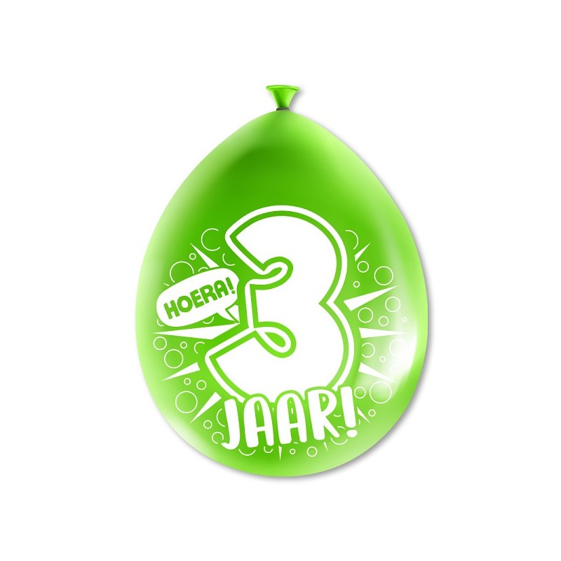 Paperdreams Ballons Chiffres - 3 ans 8 pièces 30cm